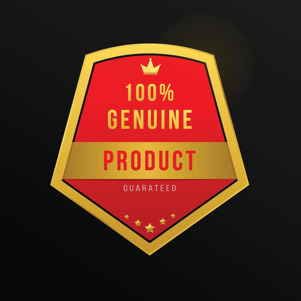 100 genuine Product Guaranteed golden design with label vector