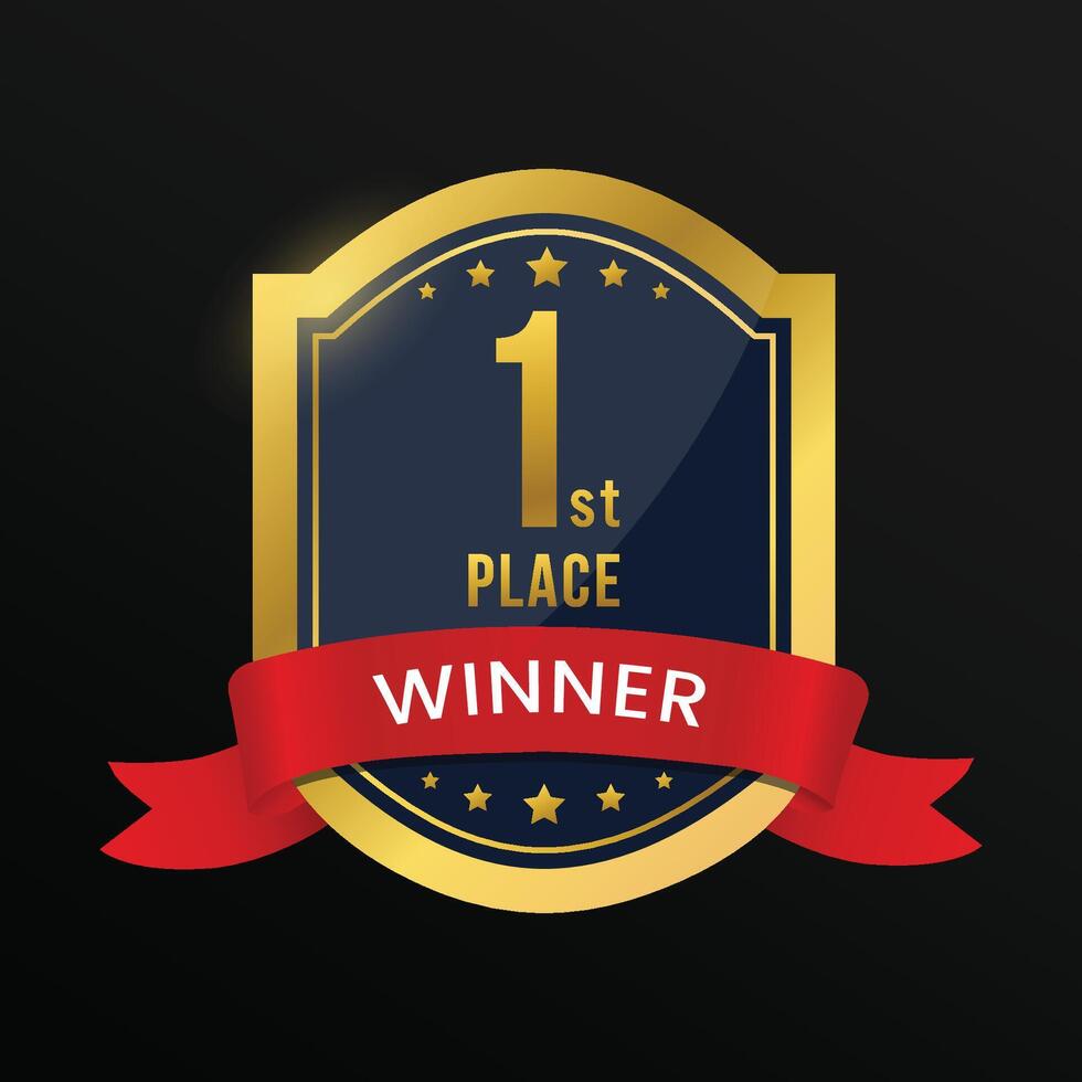 first place winner golden design with level vector