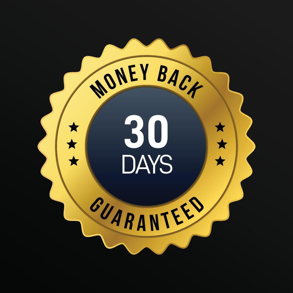 30 days money back guarantee golden design vector