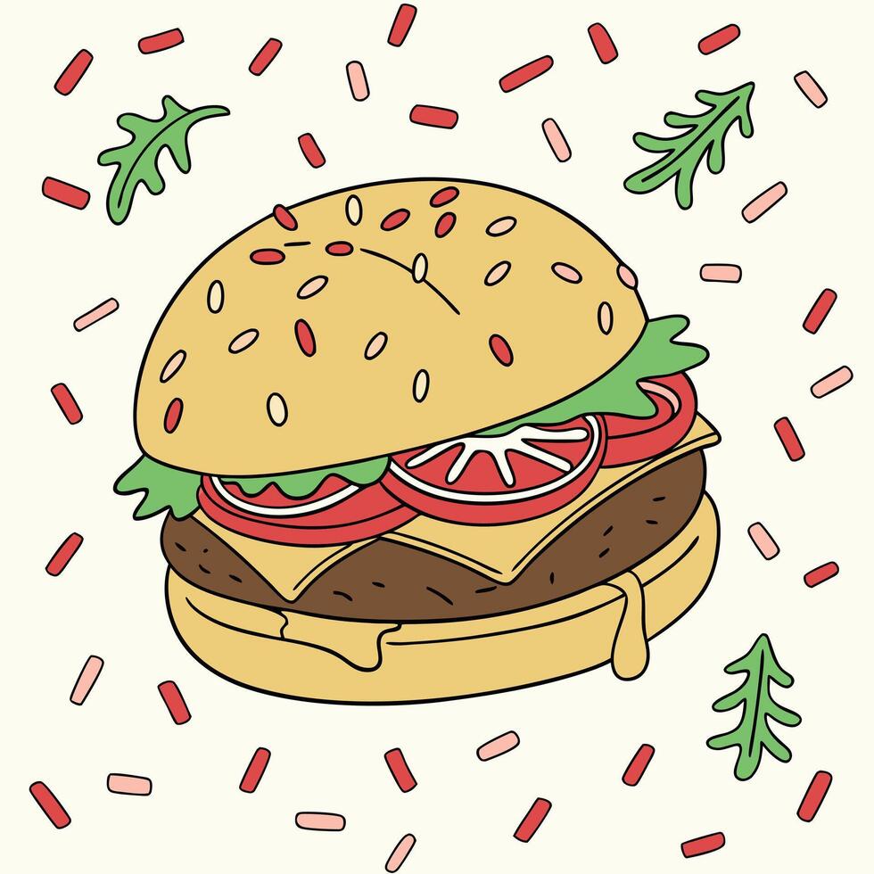 classic cheeseburger profilea perfectly assemble vector