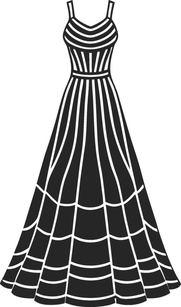 Elegant Layered Maxi Dress Sketch vector