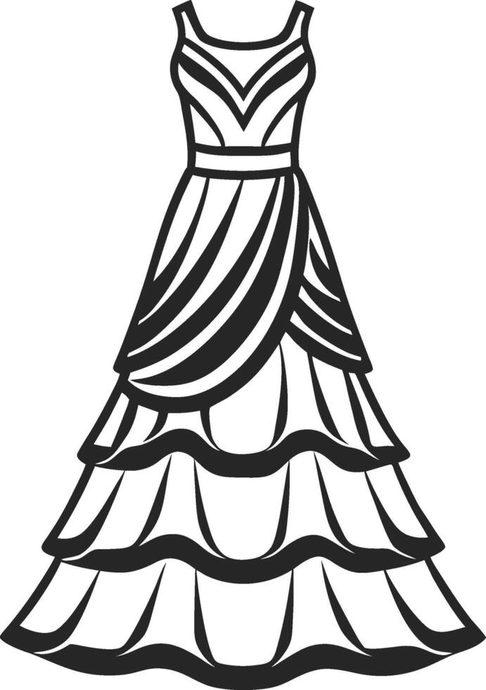 Ruffle Hem Tiered Maxi Dress Outline vector