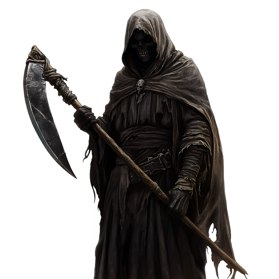 Grim Reaper Holding Scythe Close-Up png