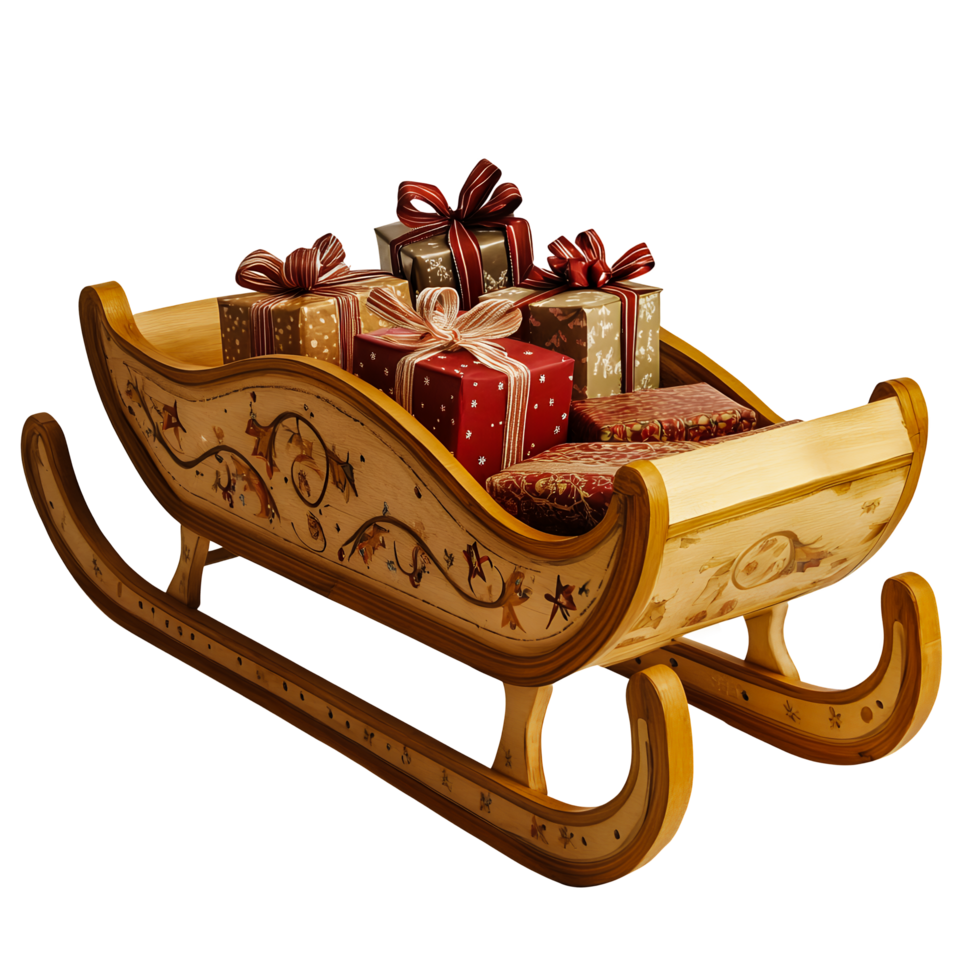 Holiday Sled Full of Gifts Isolated on Transparent Background png