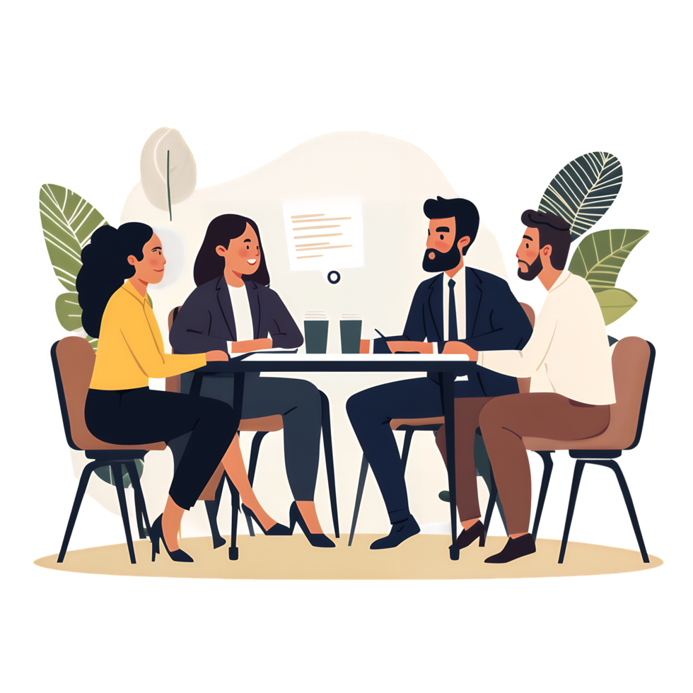 Team Meeting Around a Table Concept Isolated on Transparent Background png