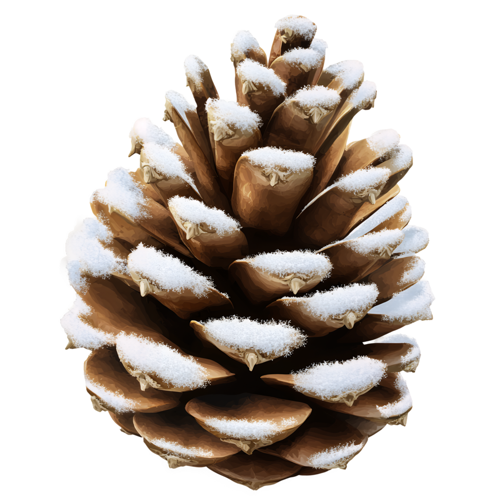 Pine Cone with Snow for Winter Design Isolated on Transparent Background png