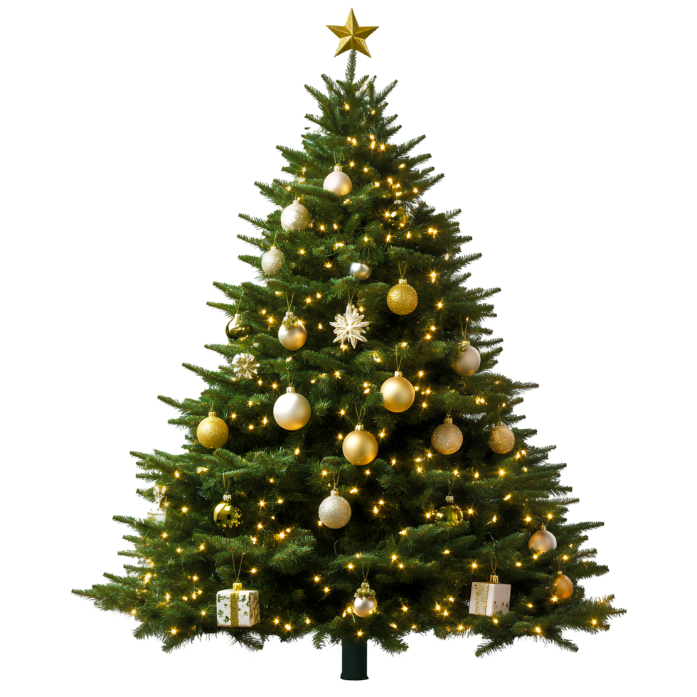 Holiday Tree Adorned with Ornaments Isolated on Transparent Background png