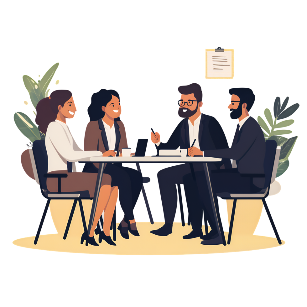 Business Group Discussion in Progress Isolated on Transparent Background png