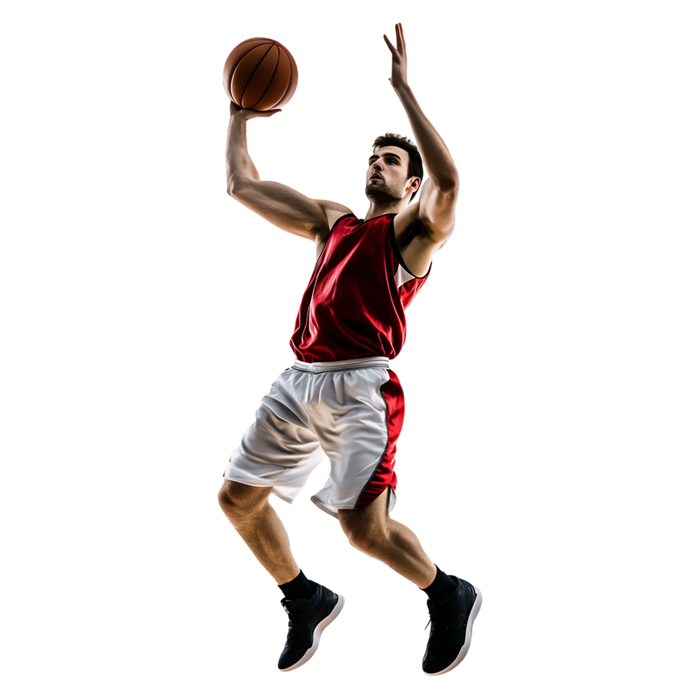 Basketball Player in Action Shooting a Hoop Isolated on Transparent Background png