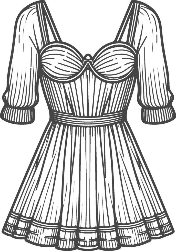 Maxi Skater Dress Outline vector