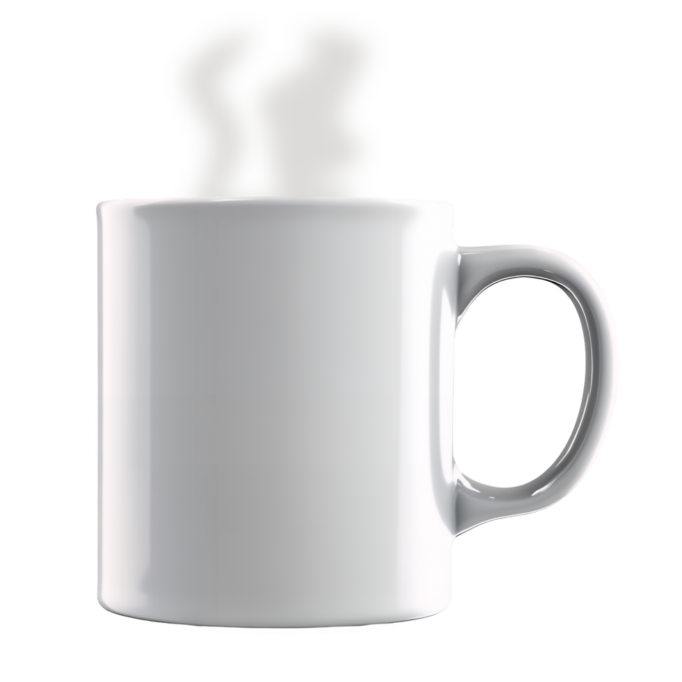 White Coffee Mug with Rising Steam Isolated on Transparent Background png