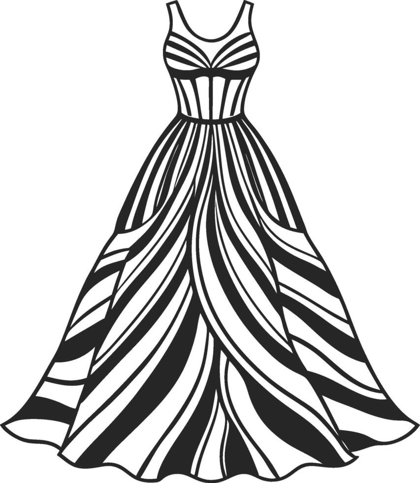 Wrap Style Tiered Maxi Dress Sketch Design vector