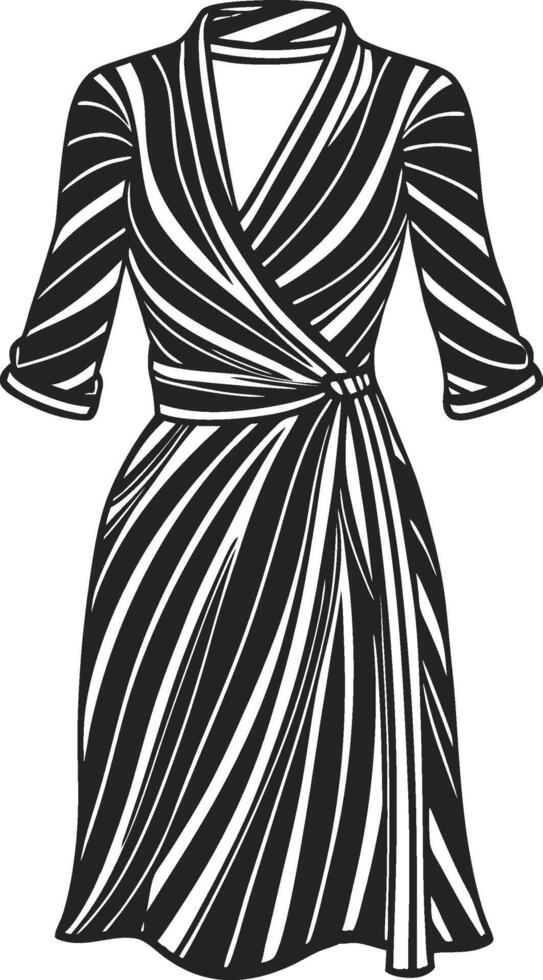 Formal Tunic Wrap Dress Outline Design vector