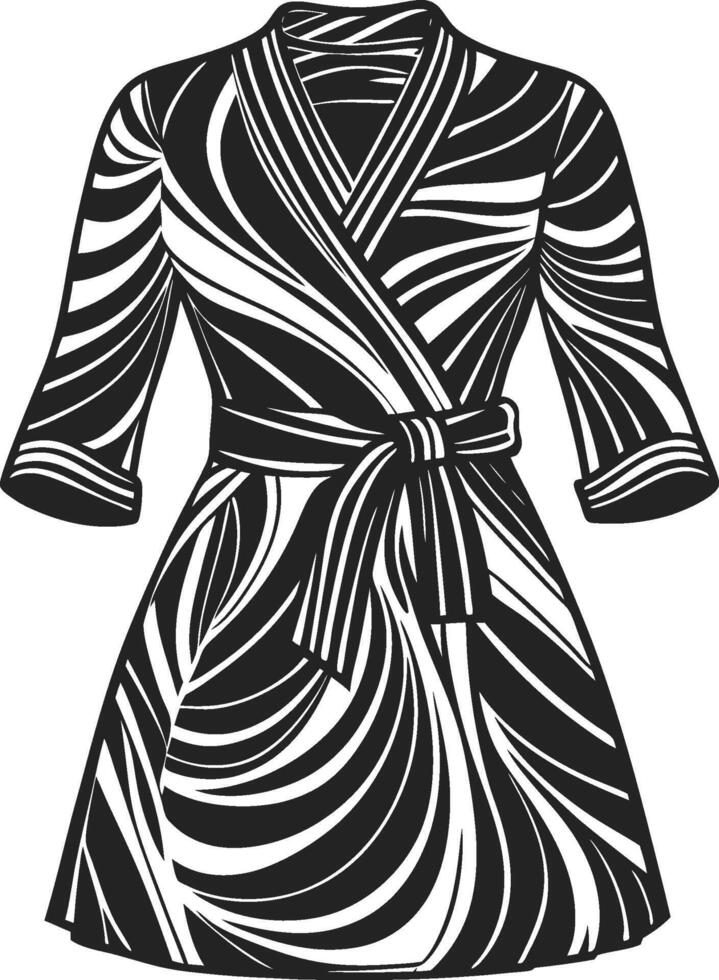 Retro Pleated Wrap Dress Outline Design vector
