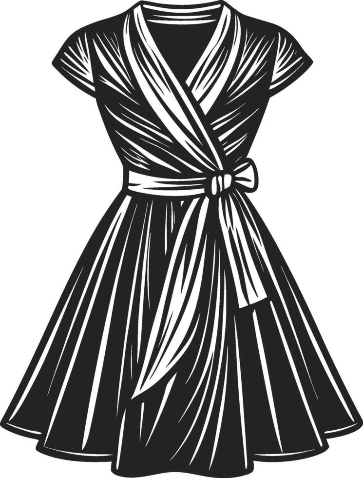 Minimal Layered Wrap Dress Outline vector