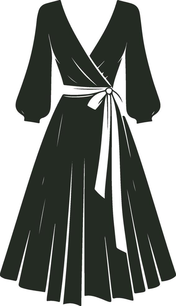 Ruffled Sleeve Wrap Dress Outline vector
