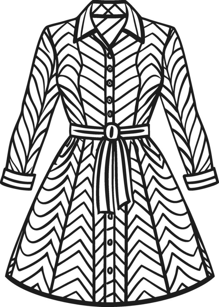 Oversized Shirt Dress Sketch Design vector