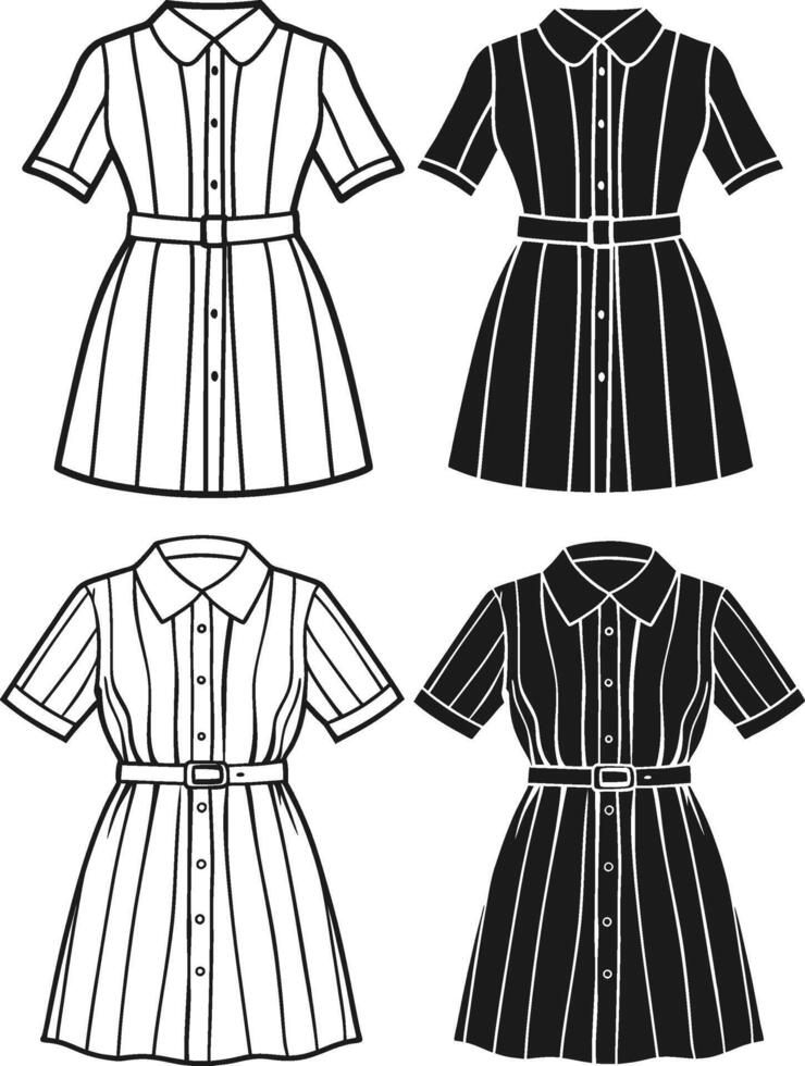 Short Tunic Shirt Dress Sketch Design vector