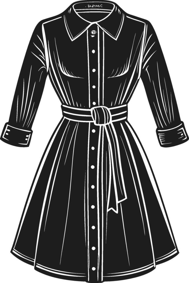 Button-Down Shirt Dress Sketch Design vector