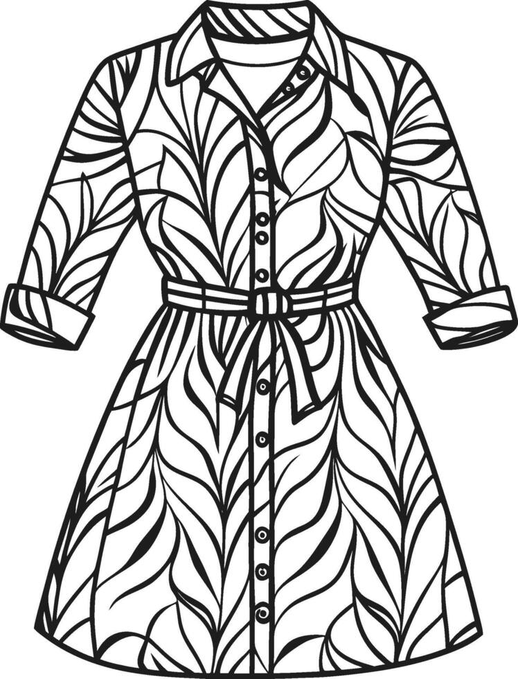 A-Line Shirt Dress Sketch Design vector