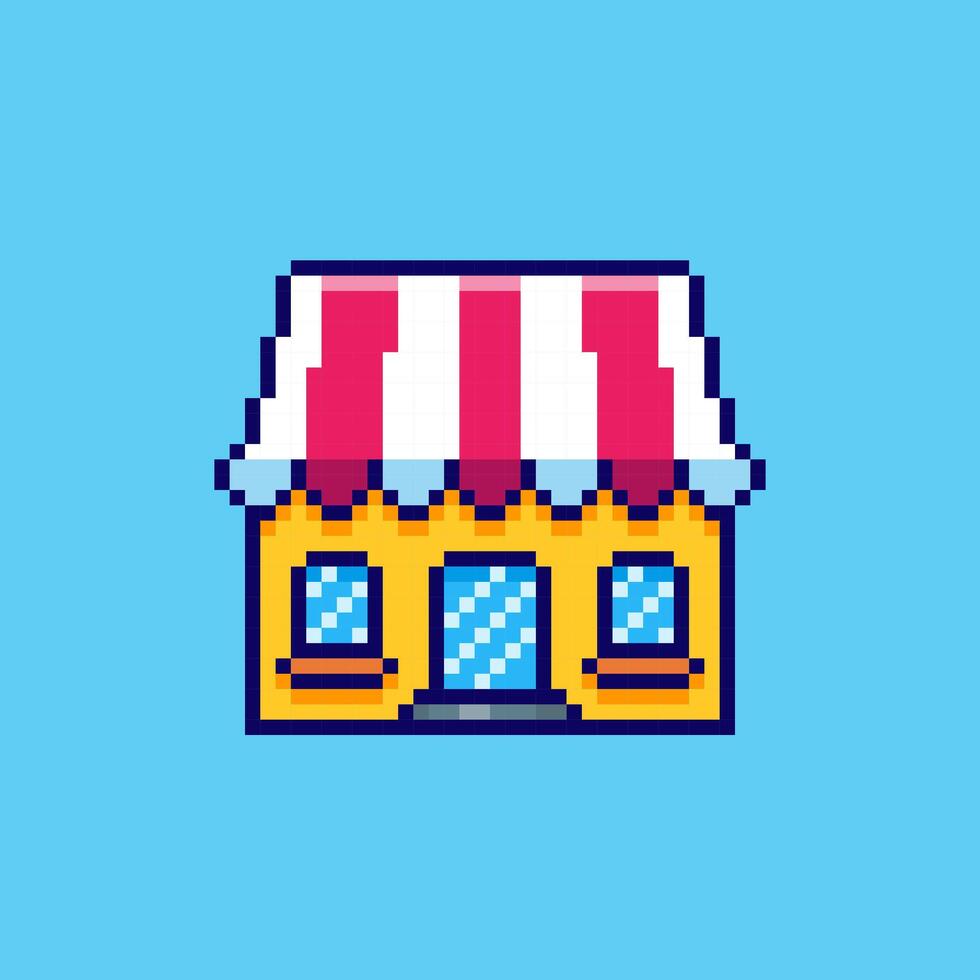 Pixel art Storefront game asset design vector