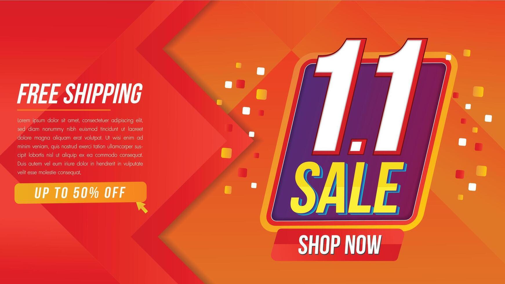 1.1 Sale banner January double day promotion template vector