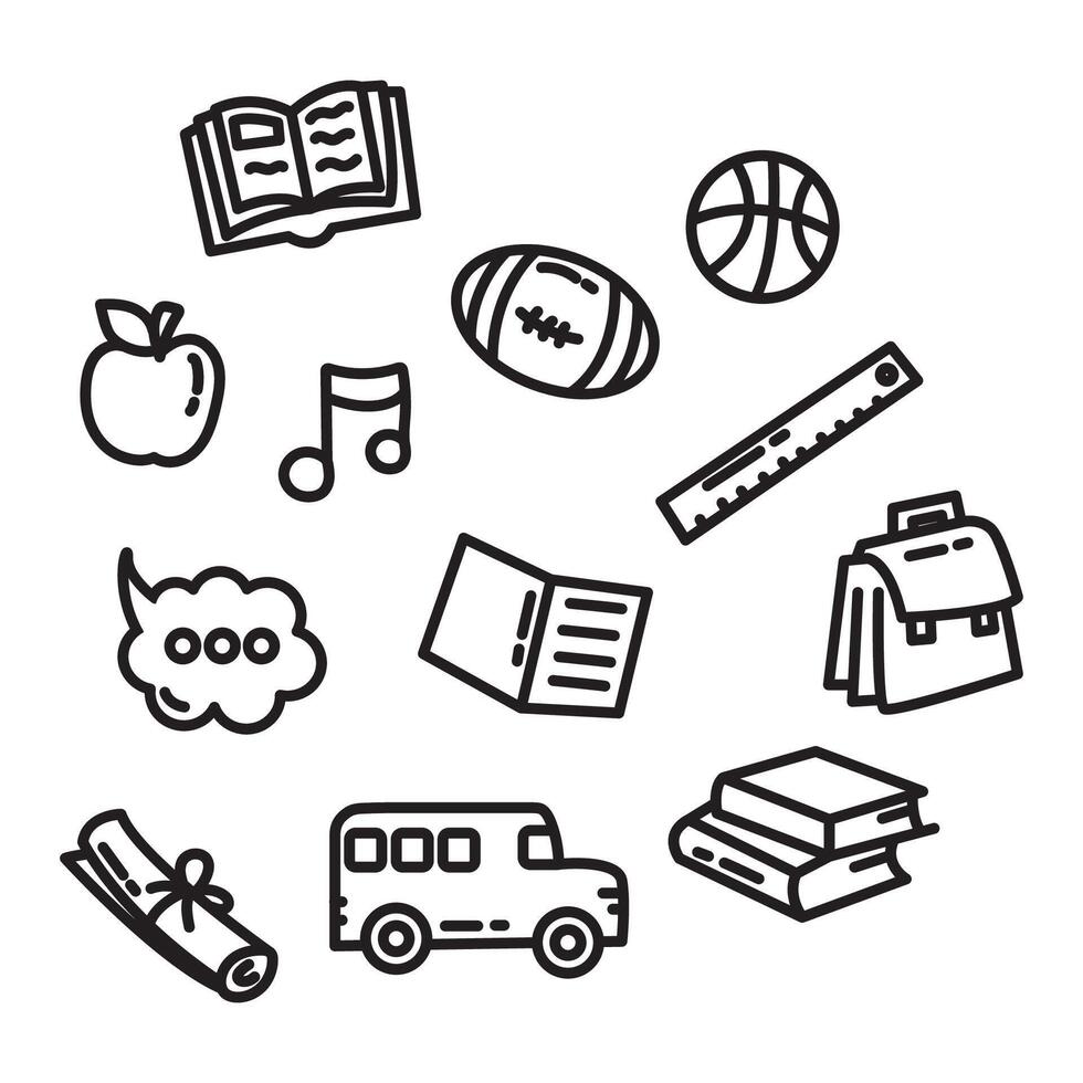 back to school icons set. Outline illustration. vector