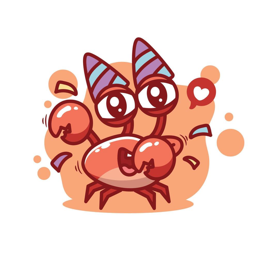 Cute cartoon crab new years. illustration. Isolated on white background. vector