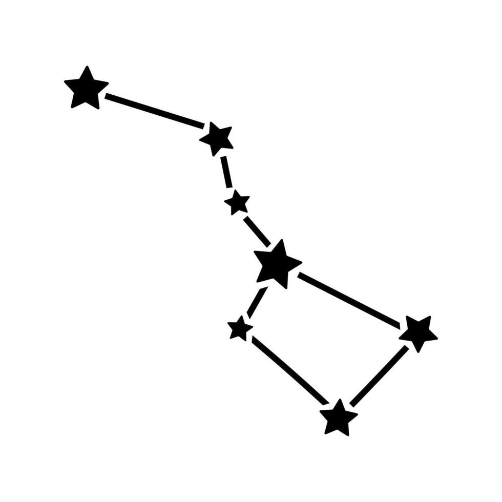 Ursa Major constellation icon. Hand drawn simple outline, stars on the night sky. Great bear, big dipper. Symbol of astronomy, astrology, magic. Black and white doodle for posters, print vector