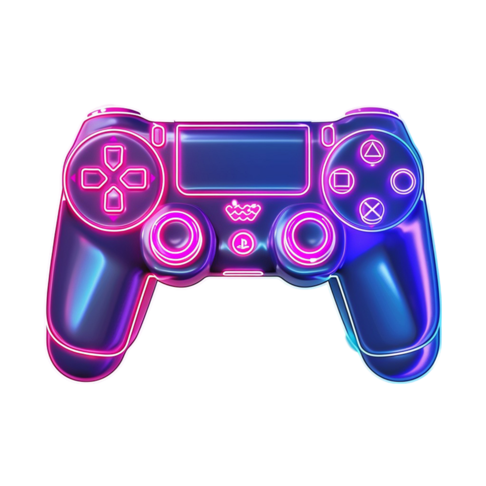 Neon Game Controller With Bright Lights png