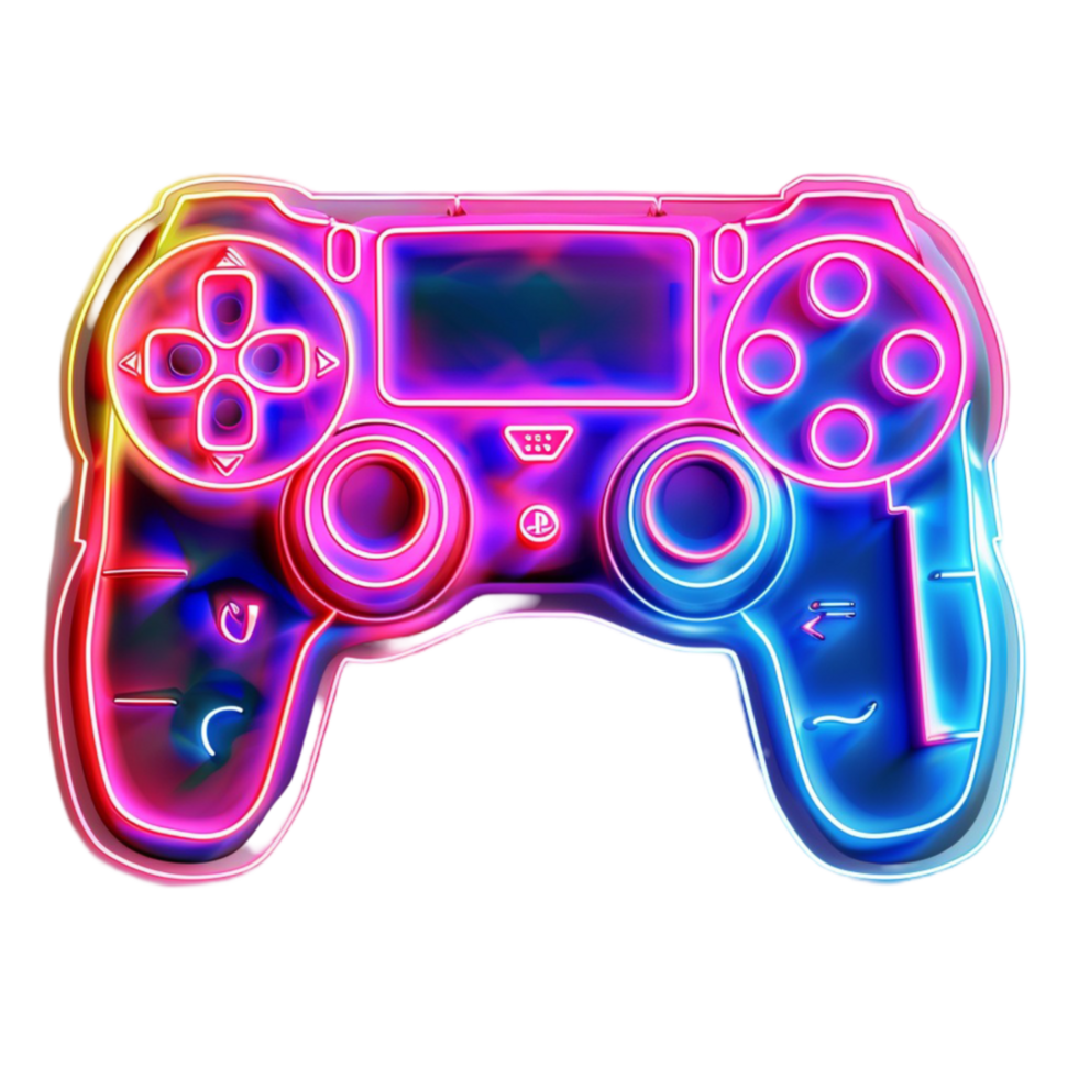 Retro Neon Game Controller Sign png