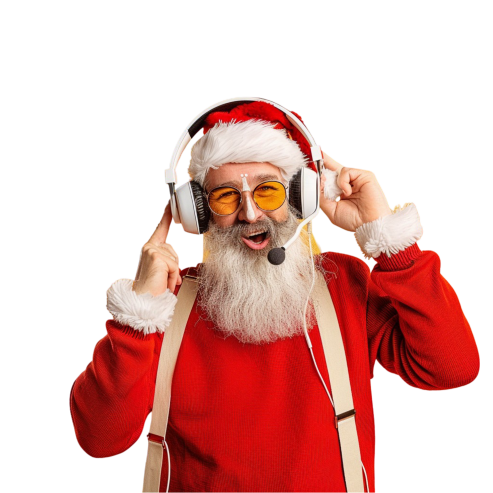 Cool Santa Claus With Headphones png