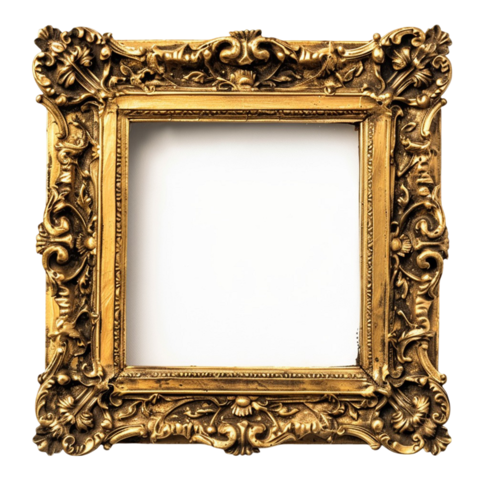 3D Gold Frame Isolated On Transparent Background png