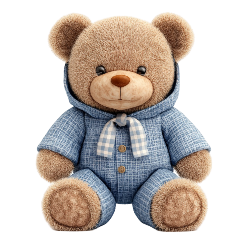 Sweet Teddy Bear With Blue Attire png
