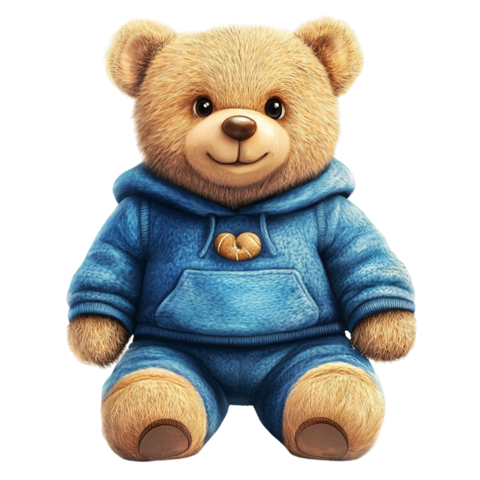 Cute Teddy Bear In Blue Clothes png