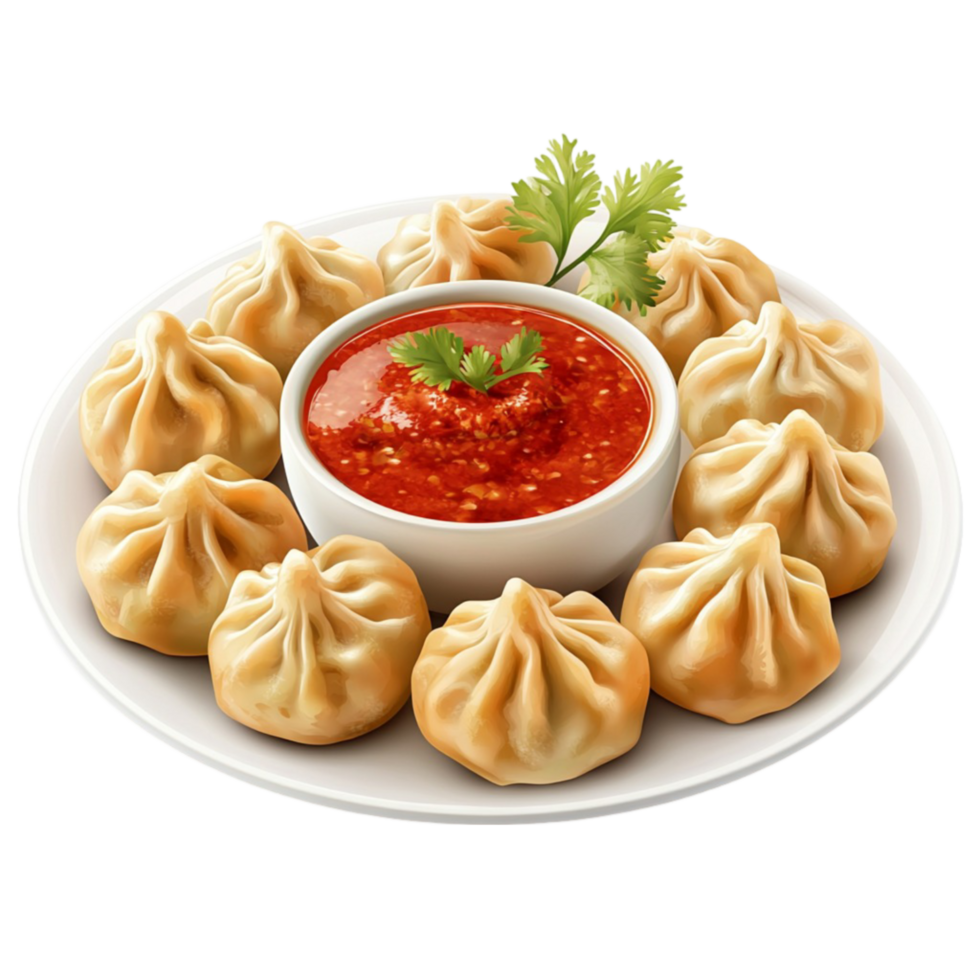 Steamed Momos With Chutney png