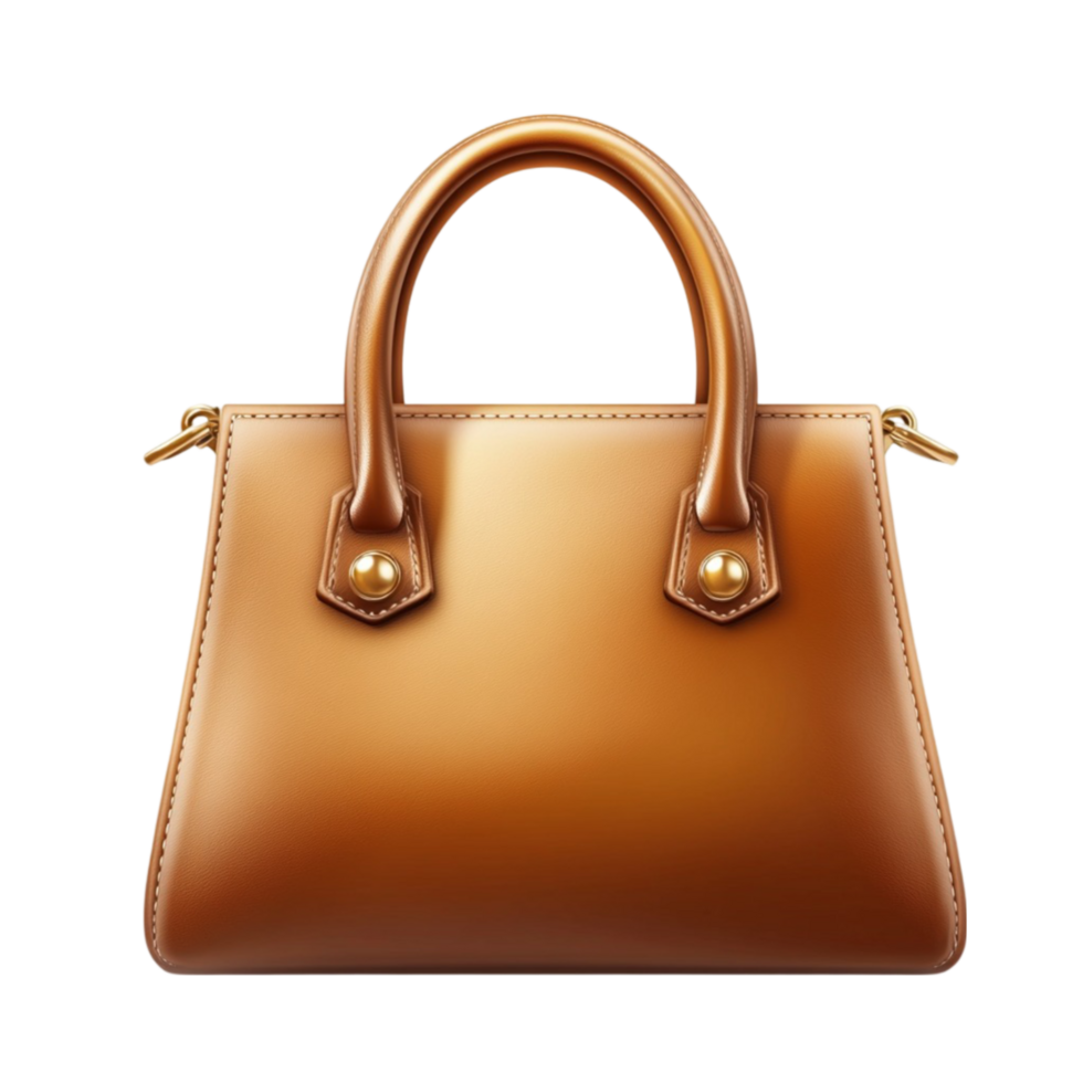 Brown 3D Leather Handbag Isolated on Transparent Background png