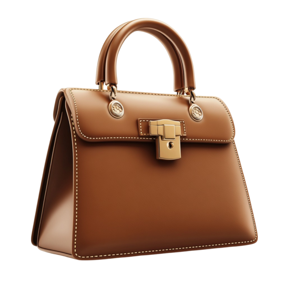 Elegant Brown 3D Handbag Isolated on Transparent Background png