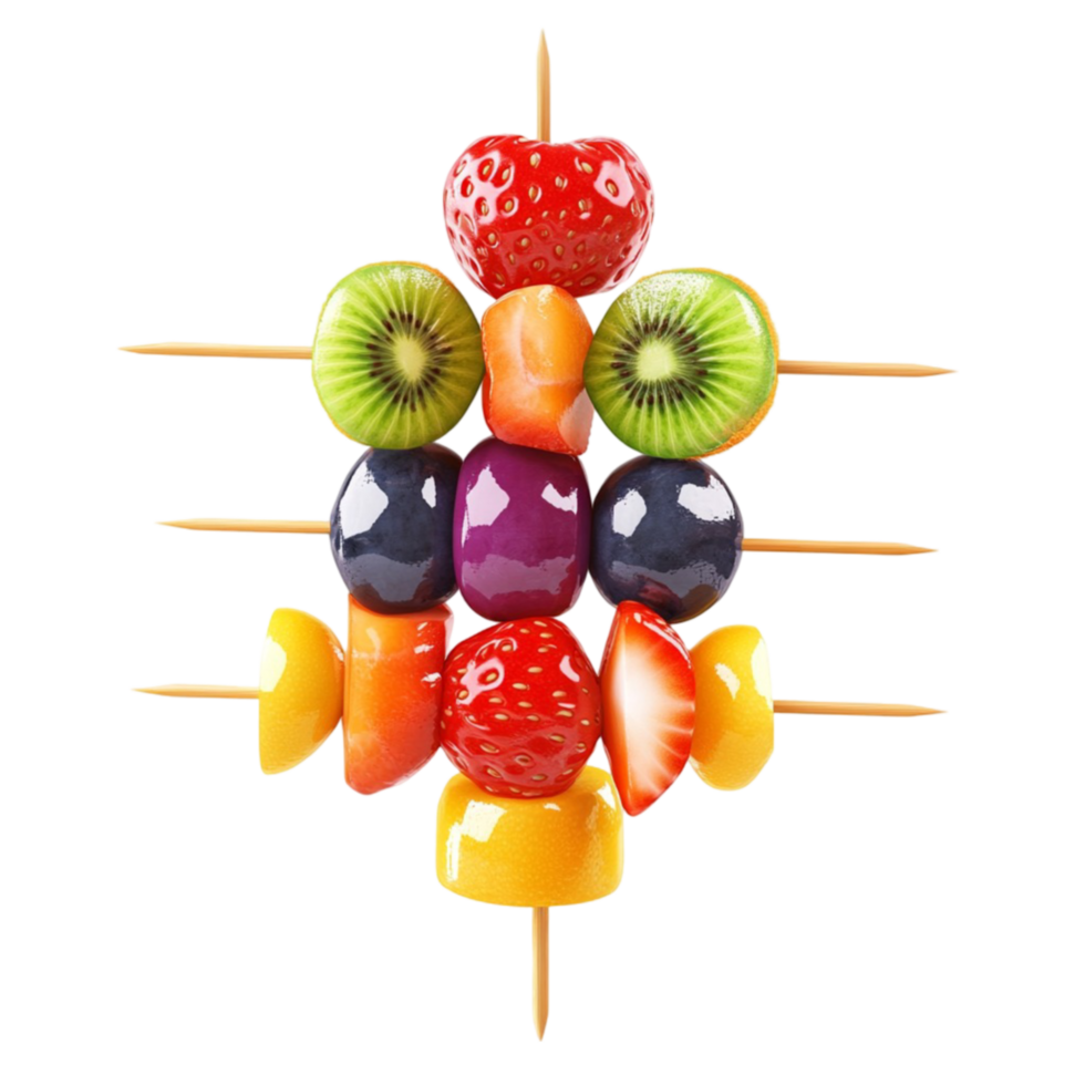 Colorful Fruit Skewers with Mixed Fruits Clipart png