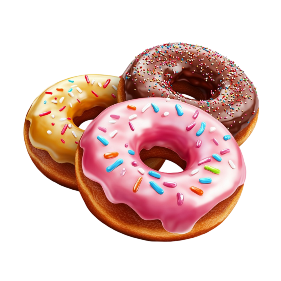 Top View of Donut Set with Various Flavors on Transparent Background png