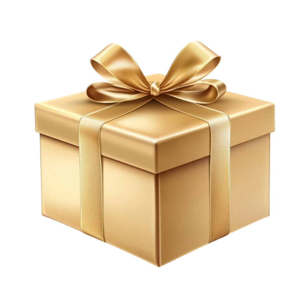 Golden Gift Box with Elegant Bow png