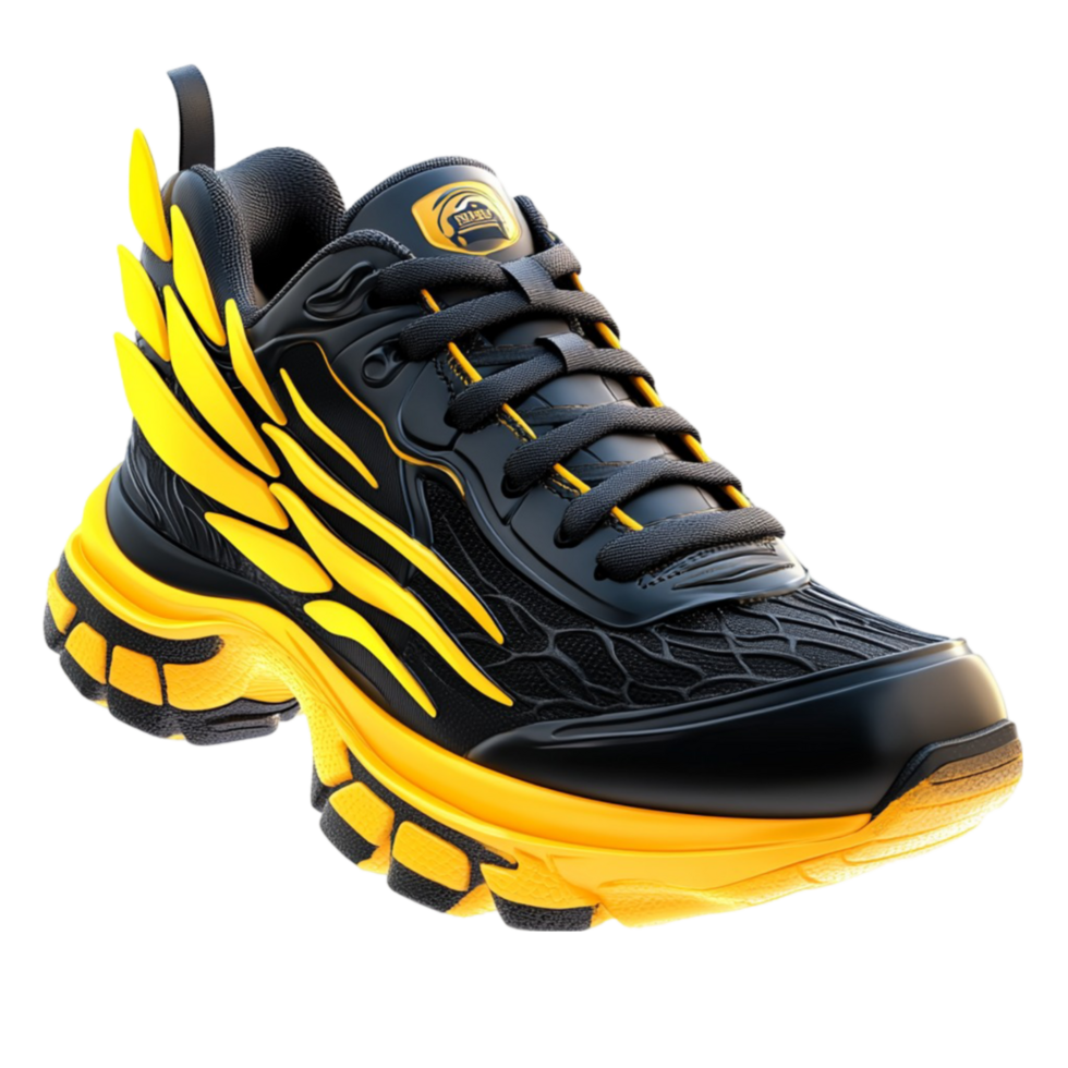 Black Yellow Athletic Shoes png