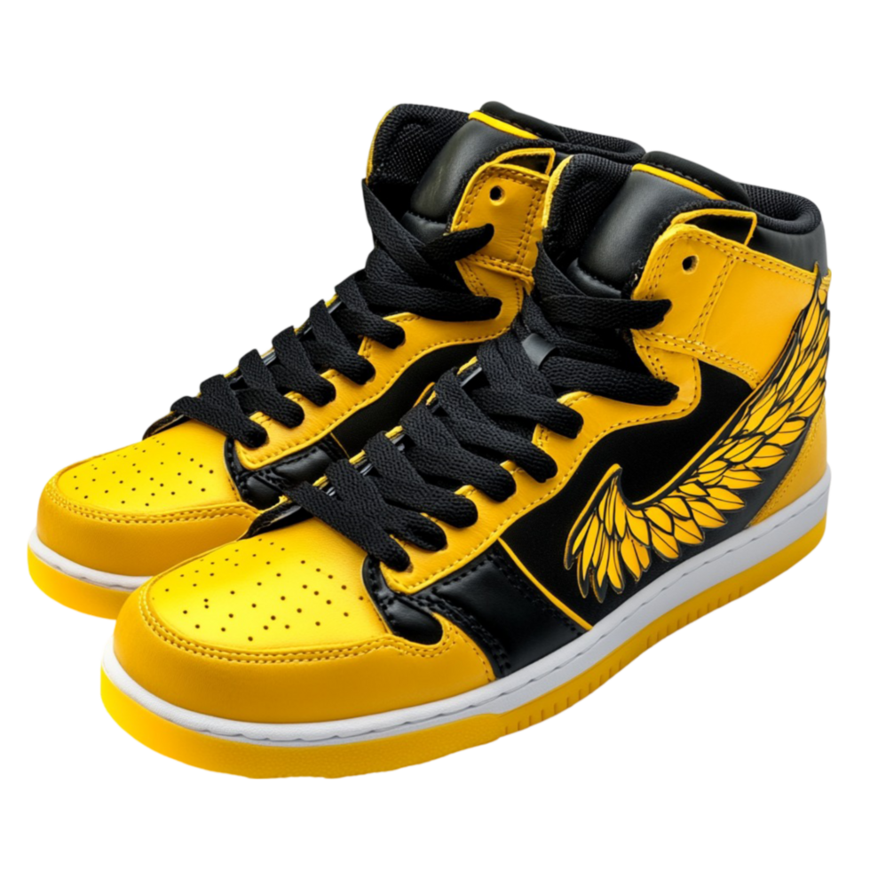 Casual Black Yellow Sneakers png