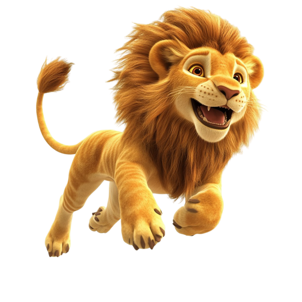 Cartoon Lion Sprinting Animation png