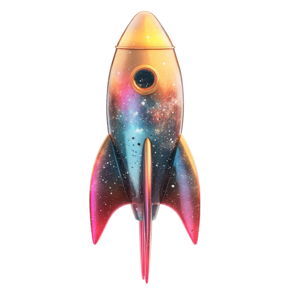 Cartoon Rocket with Space Travel Speed png