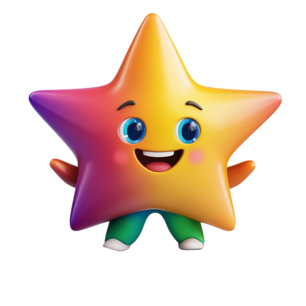 Cartoon Star Running with Books and Pencils png