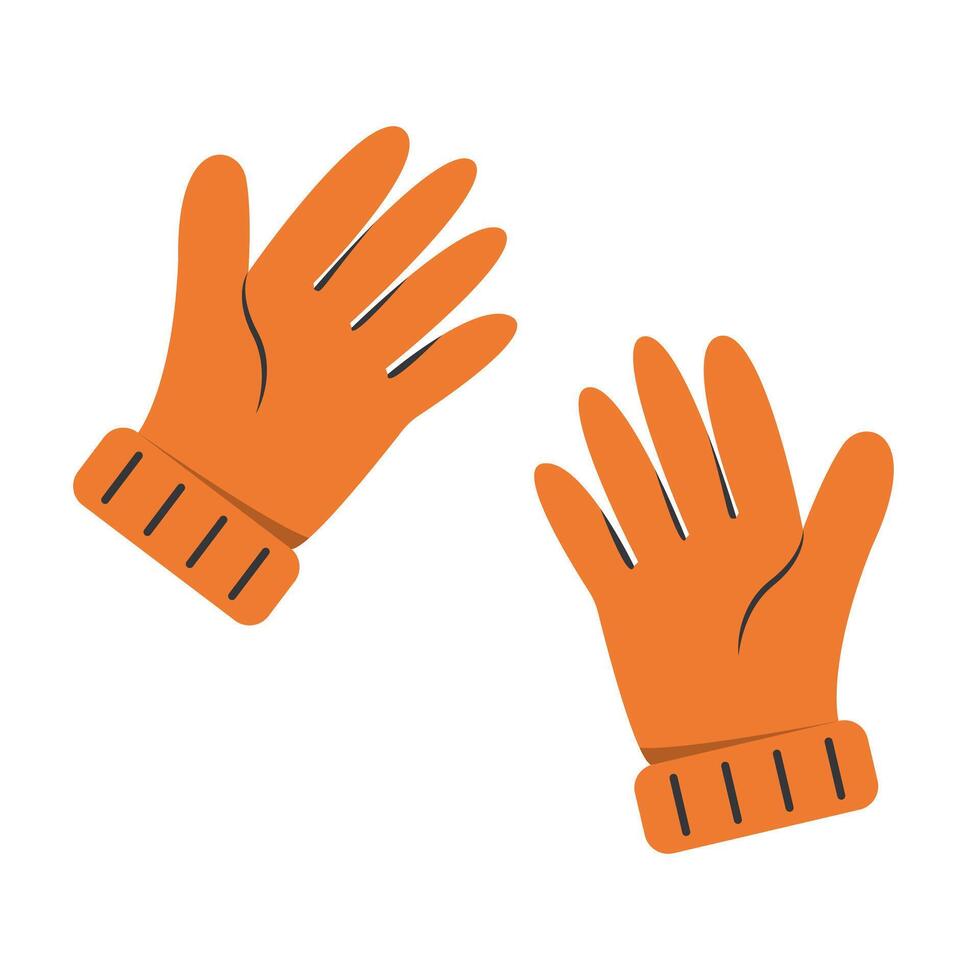Orange gloves on white background, isolated illustration. vector