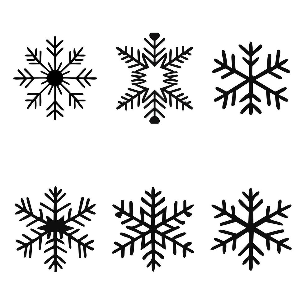 Snowflakes silhouette collection of different shape illustrations. vector