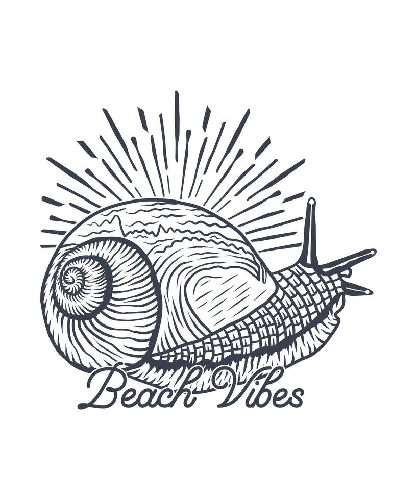 Surfing beach vibes line art adventure t shirt design vector
