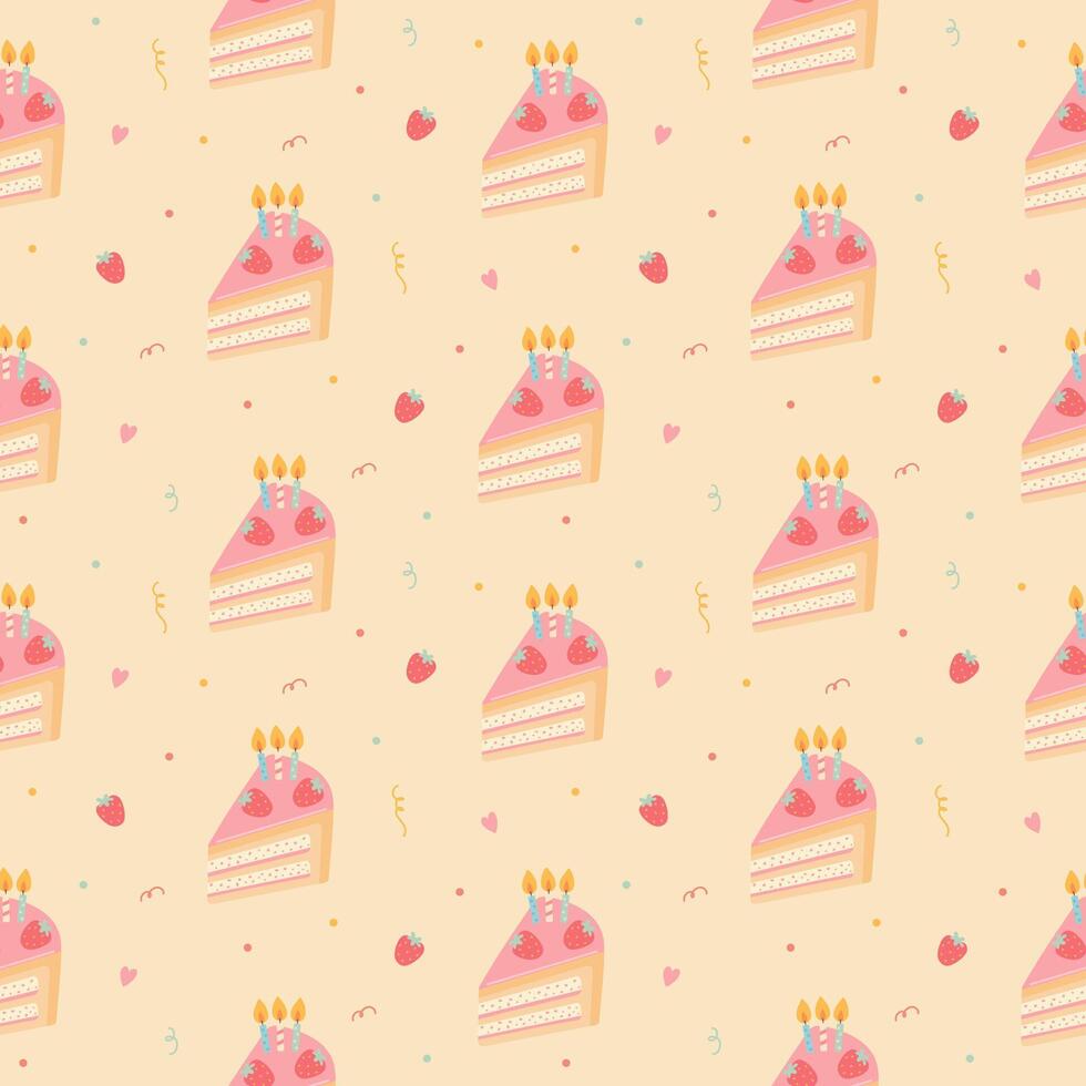 Birthday piece of cake seamless pattern vector